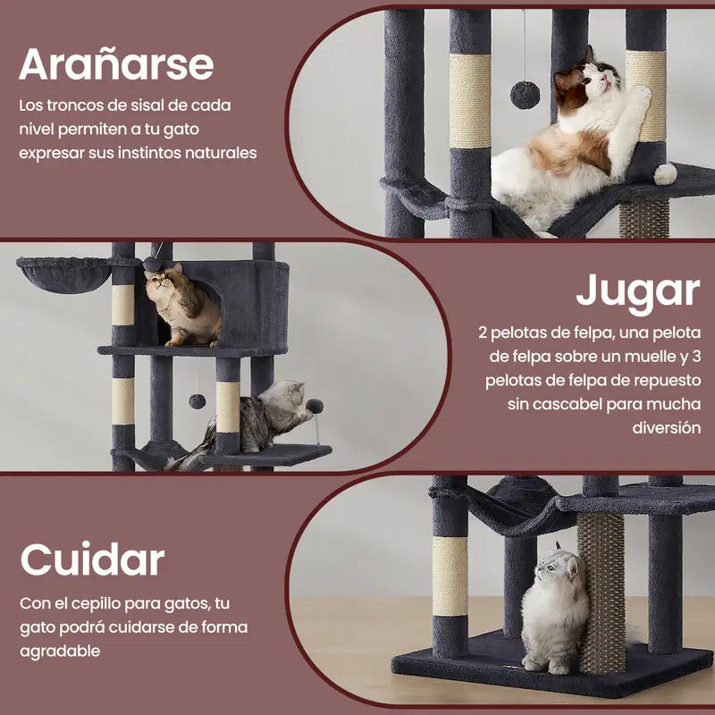 Árbol para Gatos de 175 cm, Torre Multinivel