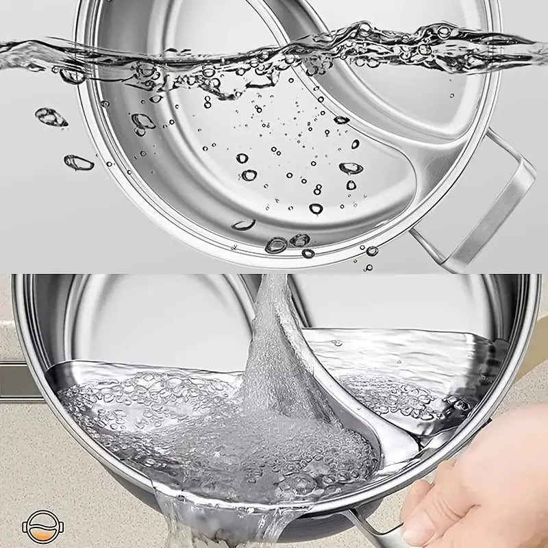 1pc Olla caliente de acero inoxidable de doble compartimento