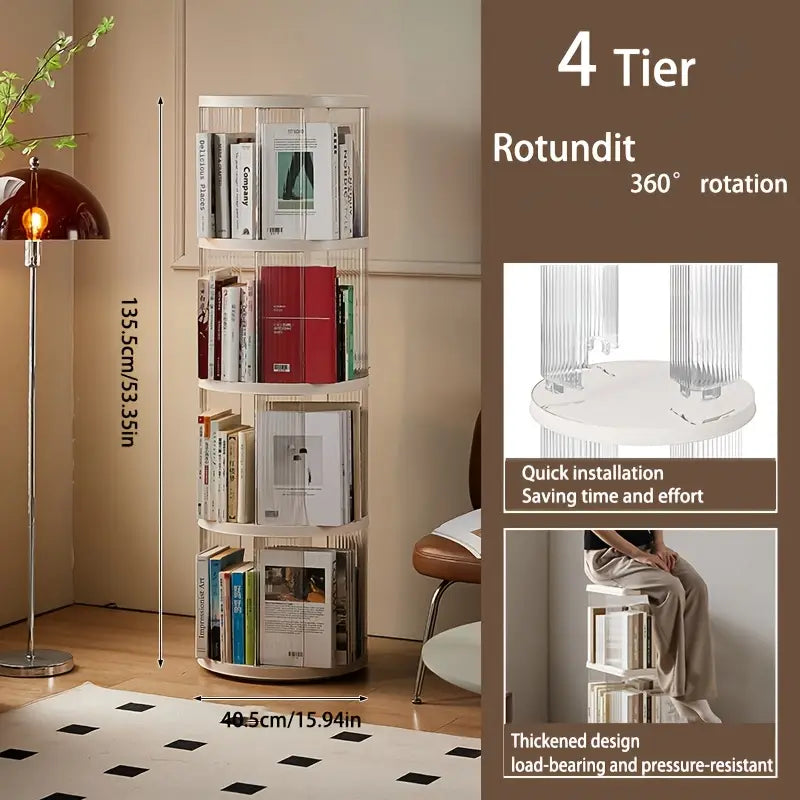 Estante de Esquina Multiusos para Sala de Estar, Dormitorio 4 Niveles 360º