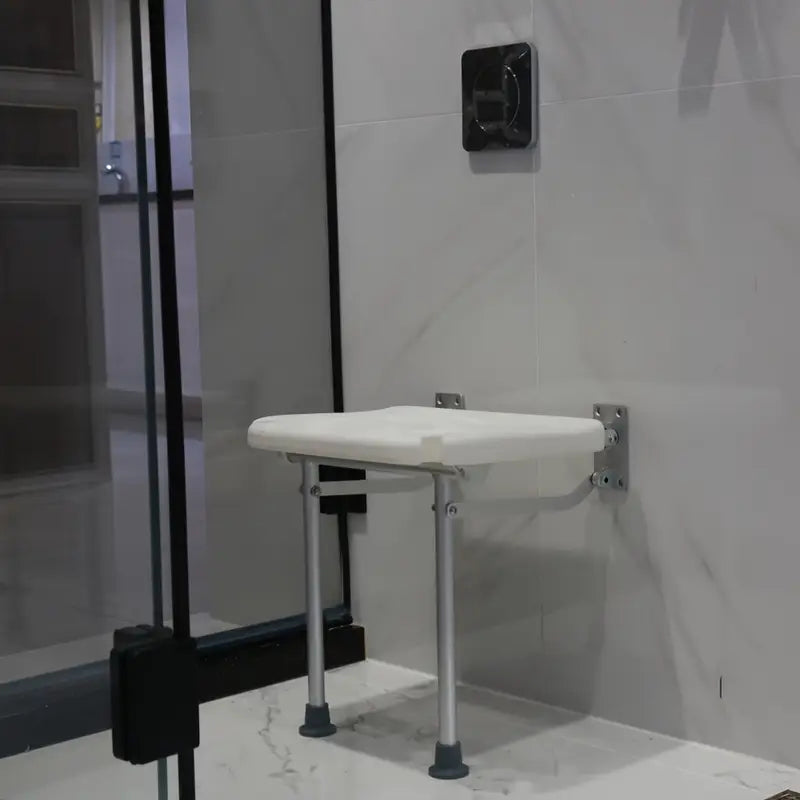 Silla de ducha plegable y montada en la pared con altura ajustable