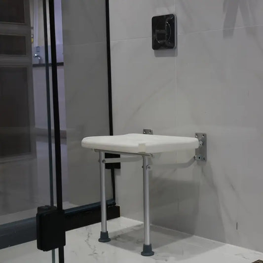 Silla de ducha plegable y montada en la pared con altura ajustable