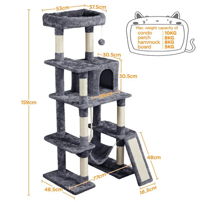 Árbol de Gato Costoffs 160Cm Estable con Cuevas de Gato y Plataformas Casa