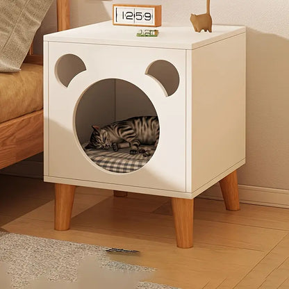 Casa Elevada de Madera para Gatos