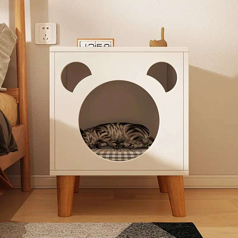 Casa Elevada de Madera para Gatos