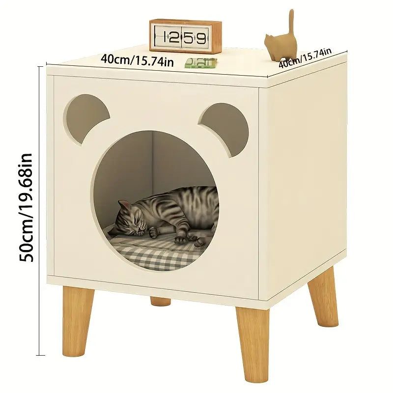 Casa Elevada de Madera para Gatos