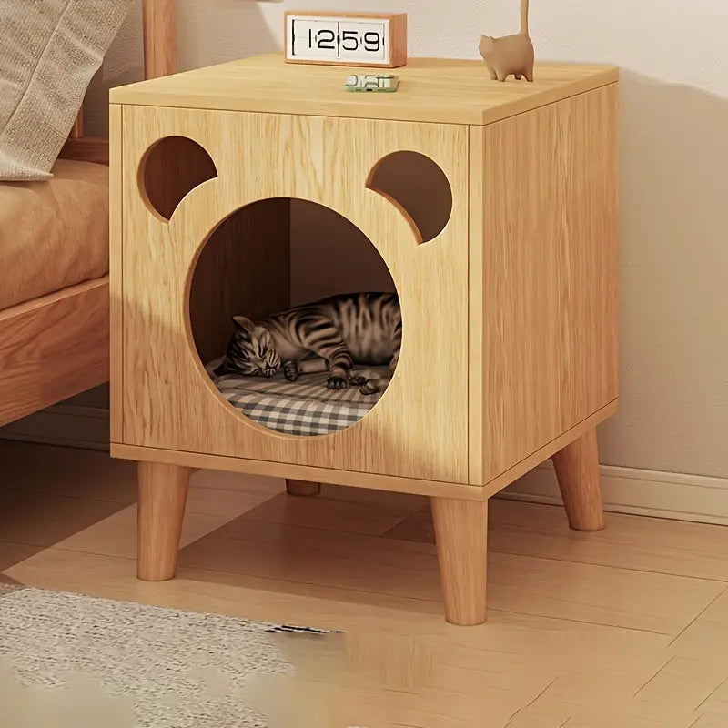 Casa Elevada de Madera para Gatos
