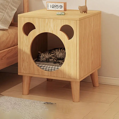 Casa Elevada de Madera para Gatos