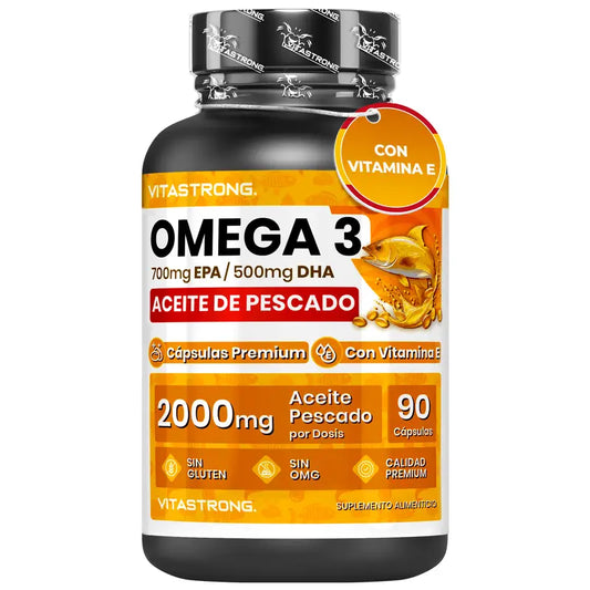 Omega 3 Capsulas Softgels 2000mg Alta Dosis con Vitamina E, Sin Regusto