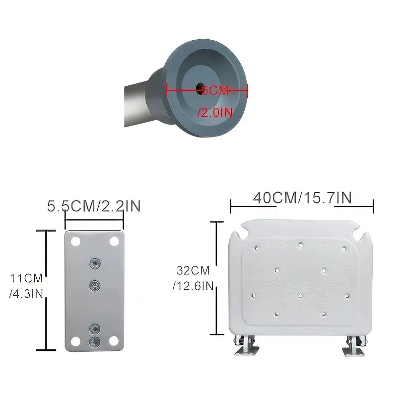 Silla de ducha plegable y montada en la pared con altura ajustable