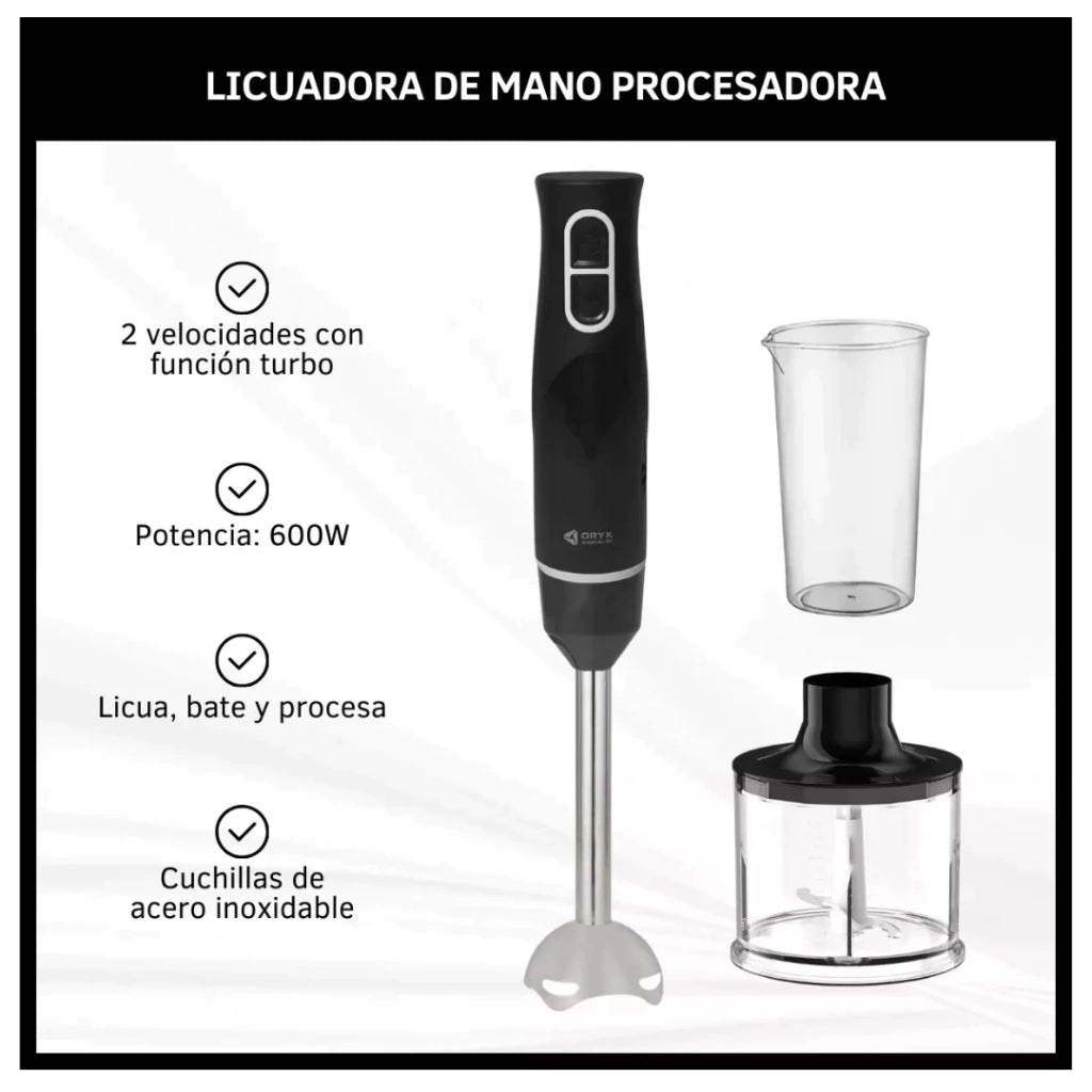 Potente Mixer Batidora Minipimer Procesador Oryx
