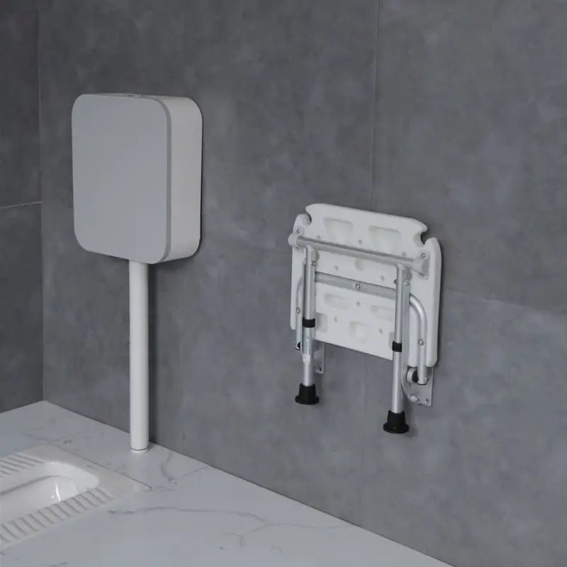 Silla de ducha plegable y montada en la pared con altura ajustable