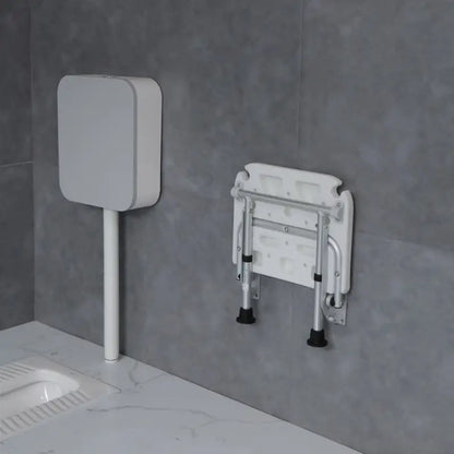 Silla de ducha plegable y montada en la pared con altura ajustable