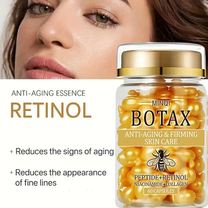 Paquete de 2 Cápsulas Reafirmantes BOTAX, Producto para el Cuidado de la Piel con Retinol, Colágeno y Veneno de Abej