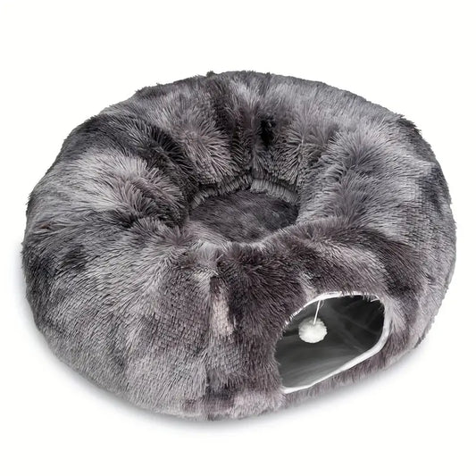 Pasillo para Gatos con Cama, Colchoneta y Peluche Largo, Sueño Profundo