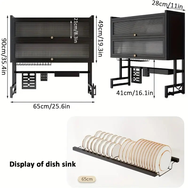 Organizador de fregadero de cocina de gran capacidad para ahorrar espacio para platos, tazas y utensilios