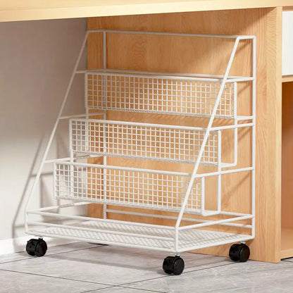 Estantería Metálica Giratoria de 360° con Ruedas - Organizador Portátil para Libros, Documentos y Suministros de Oficina