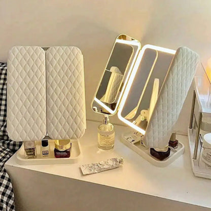 espejo led tactil grande triple portatil