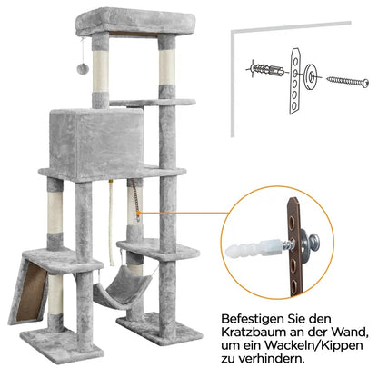 Árbol de Gato Costoffs 160Cm Estable con Cuevas de Gato y Plataformas Casa