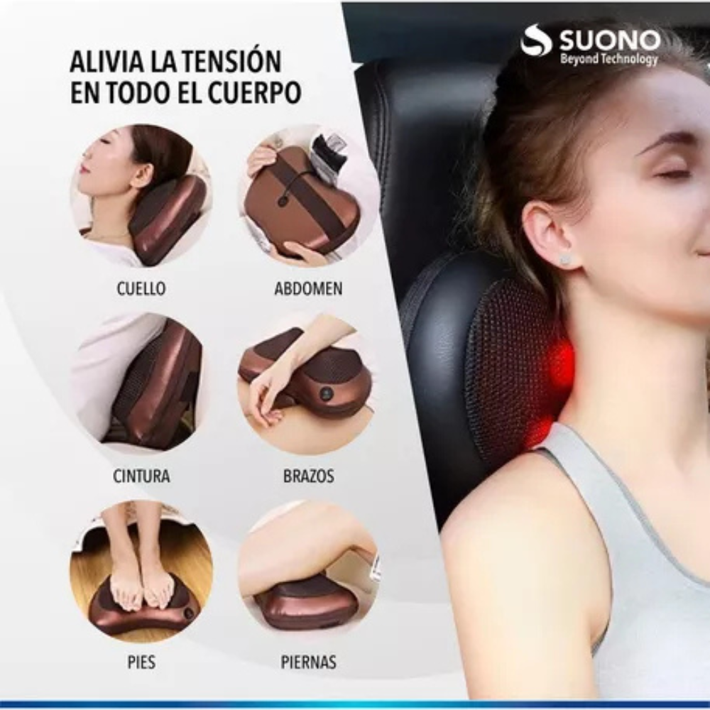 Almohadilla Masajeadora cuello cervical para Auto y casa
