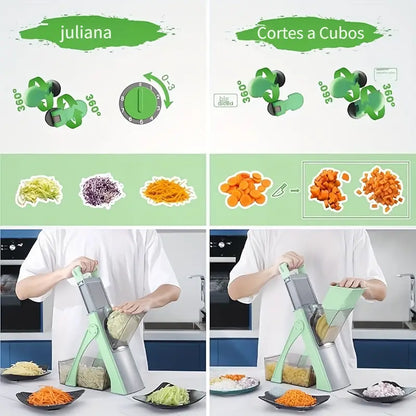 Rebanador de Mandolina Verde Mejorado con Grosor Ajustable