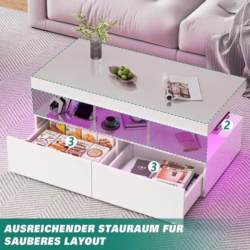 La mesa de café YCZ presenta un diseño moderno y elegante con un acabado brillante negro.