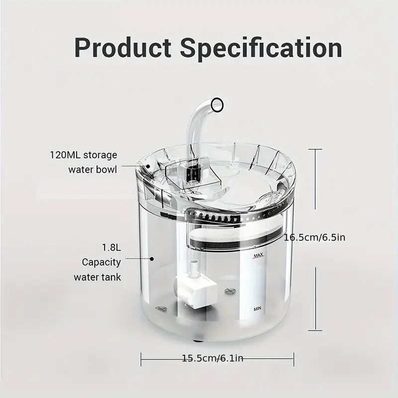 Dispensador de Agua Inteligente para Gatos de 1.8L con Grifo