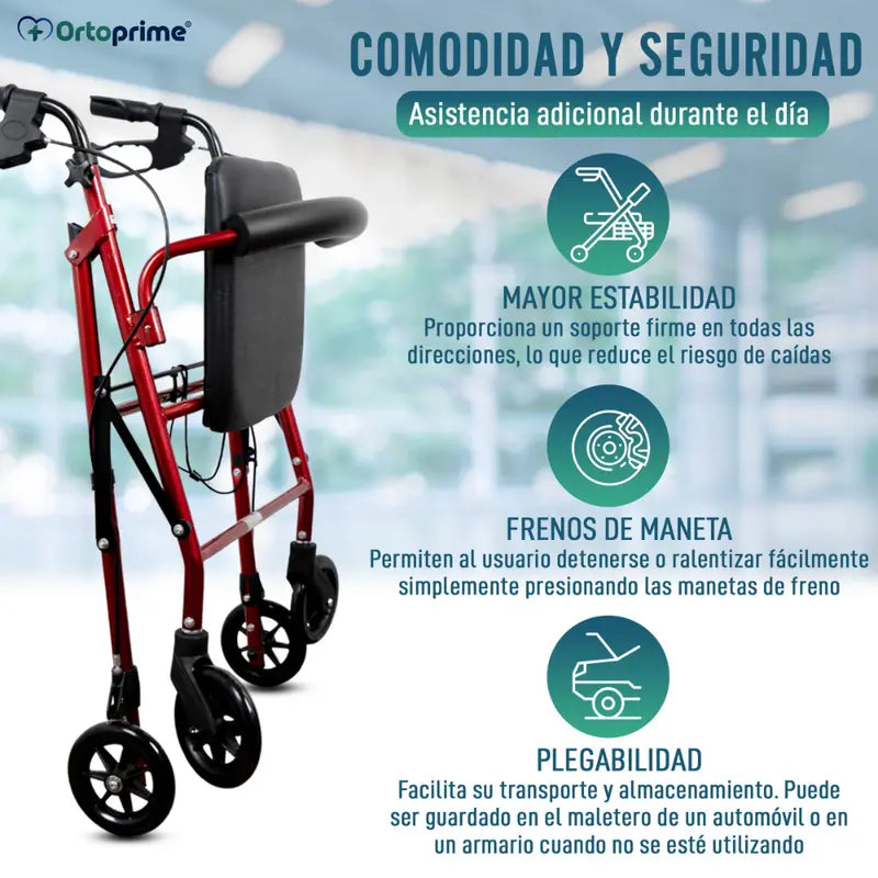 Andador para Adultos 4 ruedas con asiento y cesta