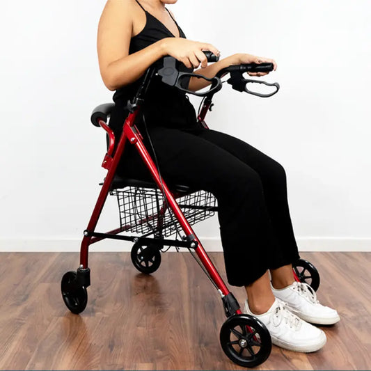 Andador para Adultos 4 ruedas con asiento y cesta