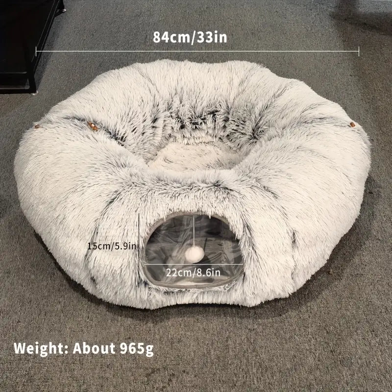 Pasillo para Gatos con Cama, Colchoneta y Peluche Largo, Sueño Profundo