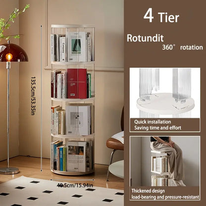 Estante de Esquina Multiusos para Sala de Estar, Dormitorio 4 Niveles 360º