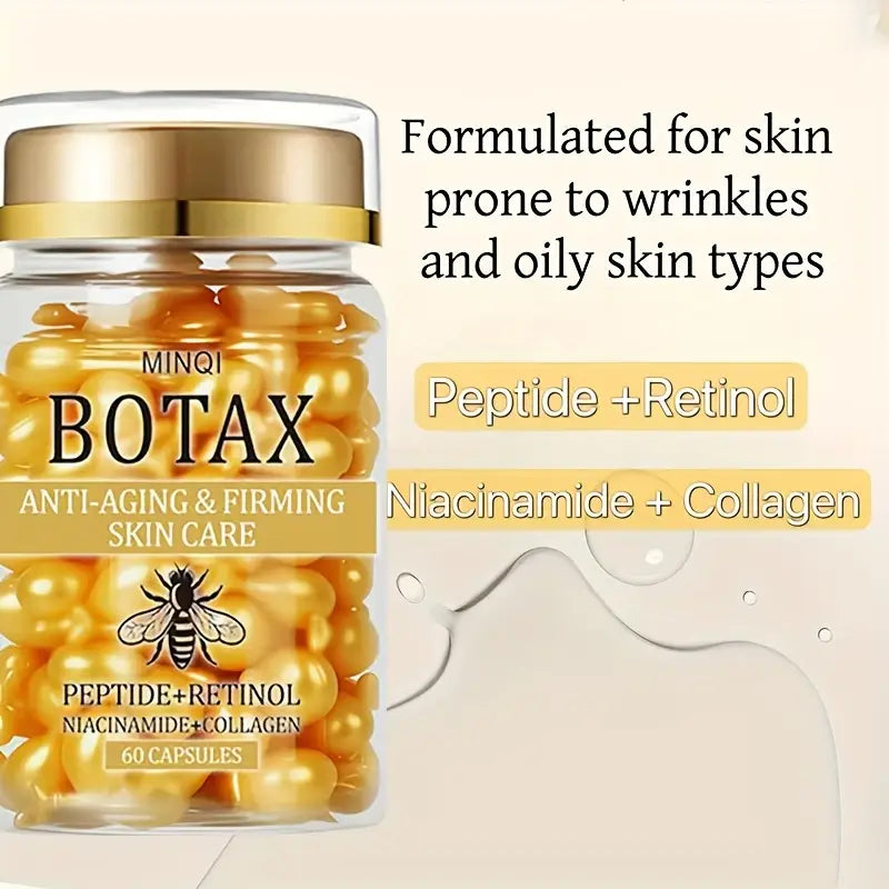 Paquete de 2 Cápsulas Reafirmantes BOTAX, Producto para el Cuidado de la Piel con Retinol, Colágeno y Veneno de Abej