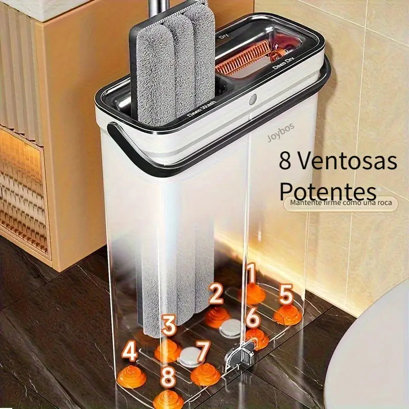 Juego de Fregona Plana y Cubo con Escurridor Mejorado