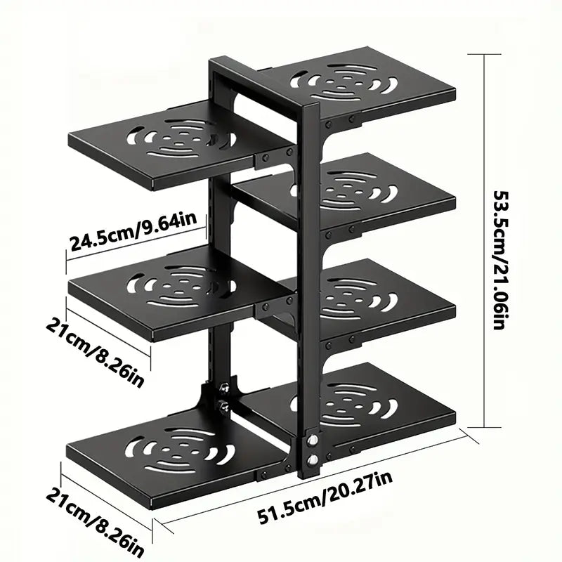 Estante para ollas resistente y ajustable con 7 niveles de diseño a presión para el almacenamiento de ollas
