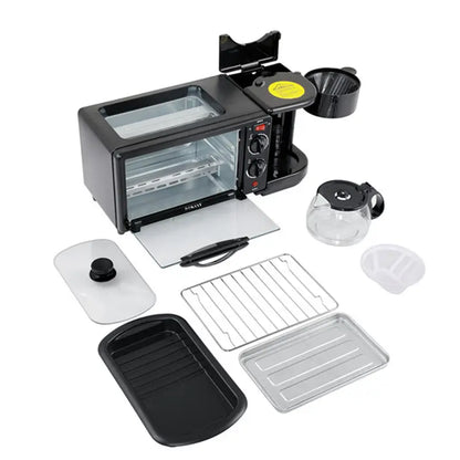 Maquina multifuncional para desayuno y comida, cafetera, horno y plancha