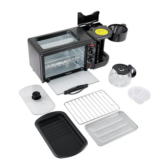 Maquina multifuncional para desayuno y comida, cafetera, horno y plancha