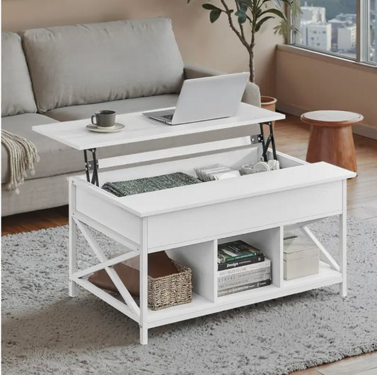 Mesa de Centro Elevable con Espacio Abierto y Oculto