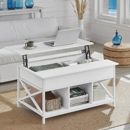 Mesa de Centro Elevable con Espacio Abierto y Oculto