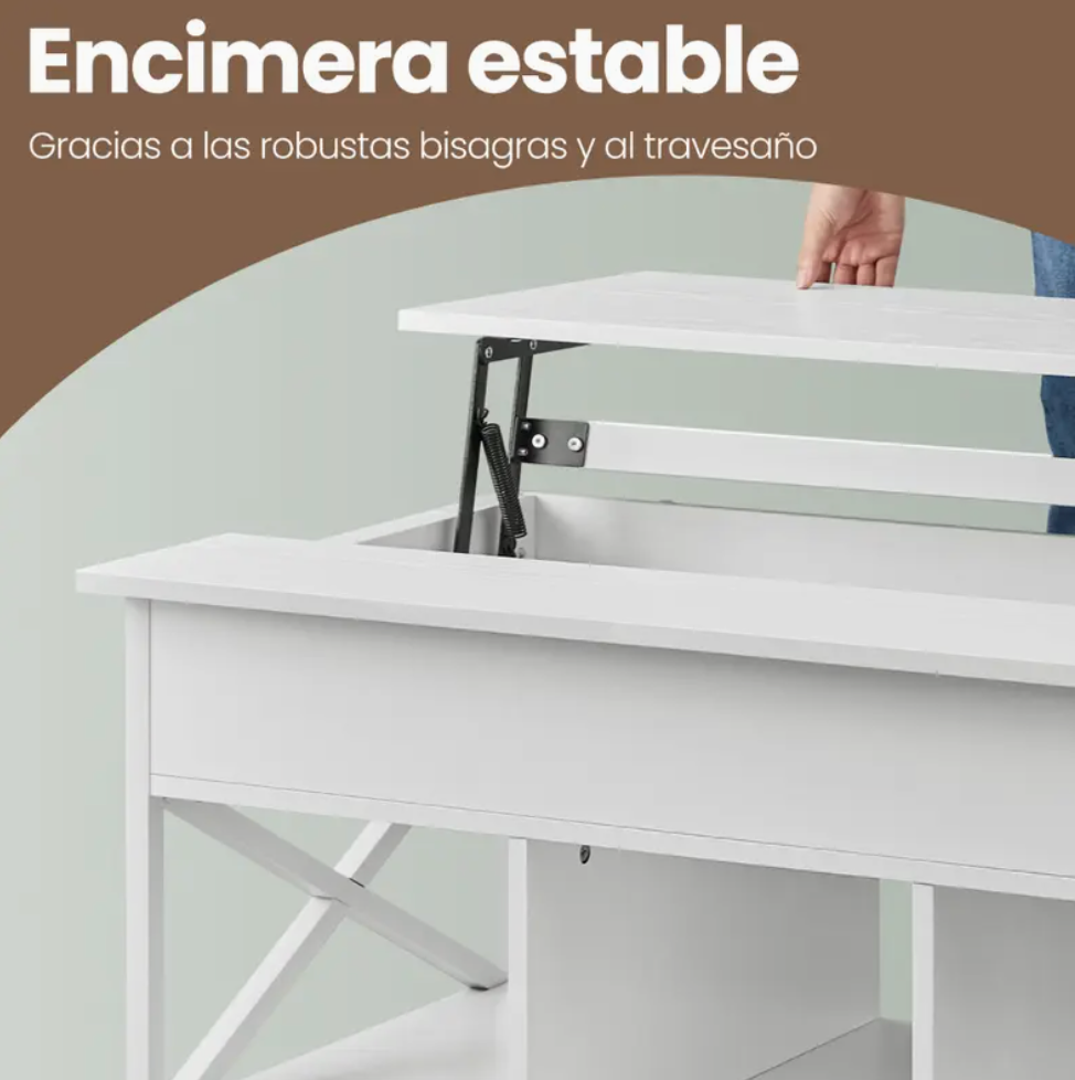 Mesa de Centro Elevable con Espacio Abierto y Oculto