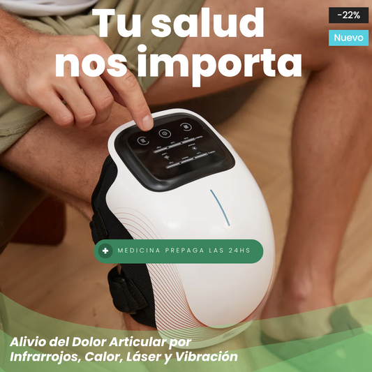 Masajeador de Rodilla Inalámbrico | Alivio del Dolor Articular por Infrarrojos, Calor, Láser y Vibración