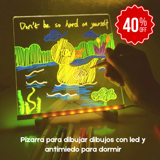 Pizarra para dibujar dibujos con led y antimiedo para dormir