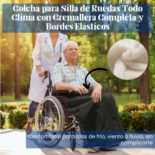 Colcha para Silla de Ruedas Todo Clima con Cremallera Completa y Bordes Elásticos