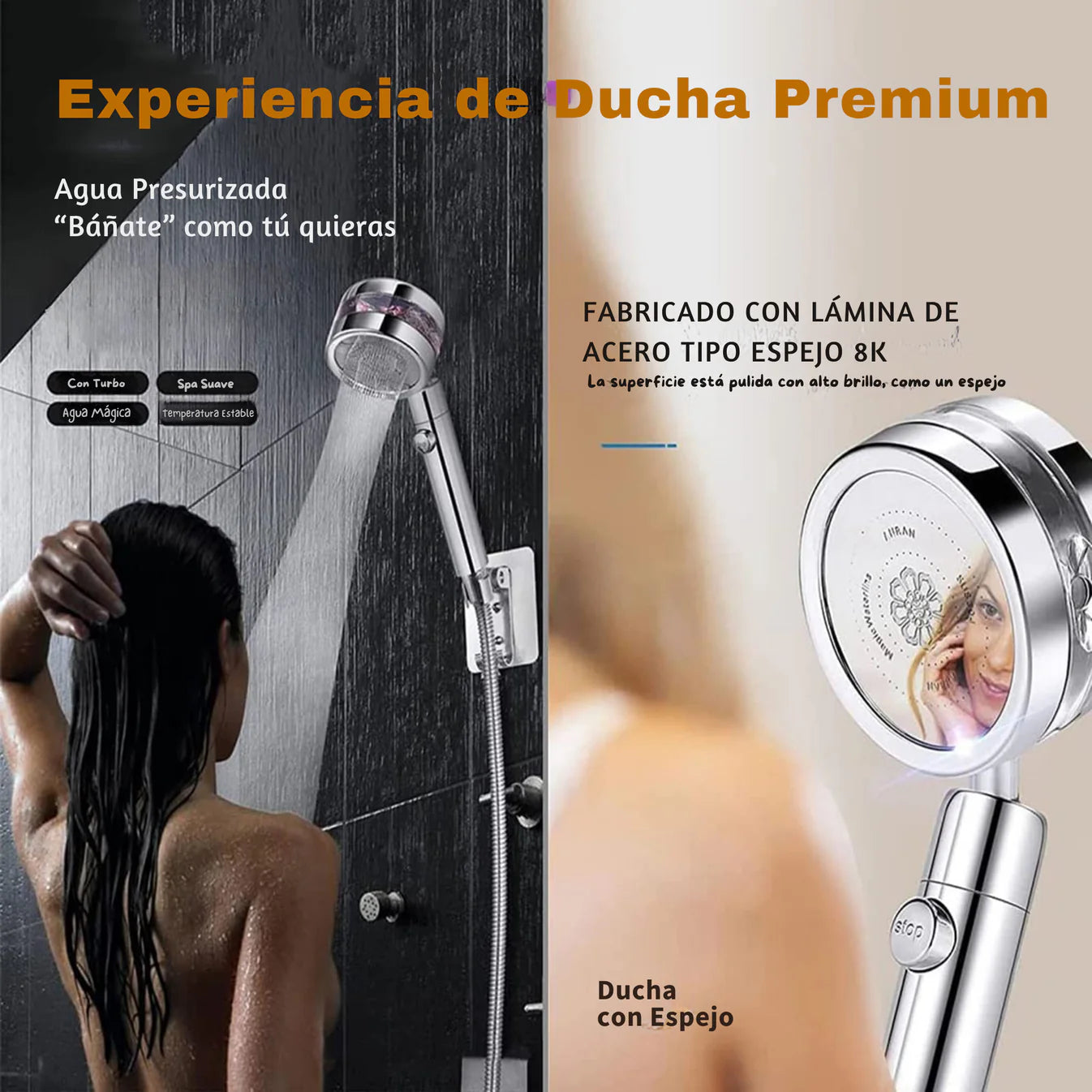 Cabezal de Ducha Turbo 360° | Ahorro de Agua y Alta Presión – ¡Más Vendido!