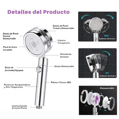 Cabezal de Ducha Turbo 360° | Ahorro de Agua y Alta Presión – ¡Más Vendido!