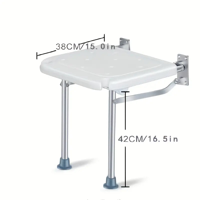 Silla de ducha plegable y montada en la pared con altura ajustable
