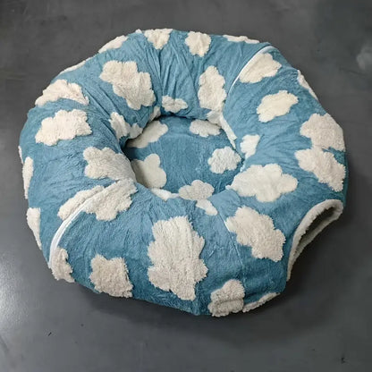 Pasillo para Gatos con Cama, Colchoneta y Peluche Largo, Sueño Profundo