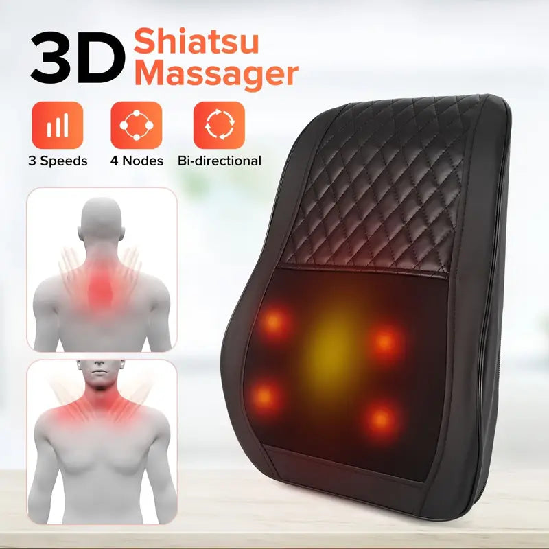 Compresor de calor + masajeador de espalda 3D, se adapta al cuello, hombros, espalda, piernas, curvas