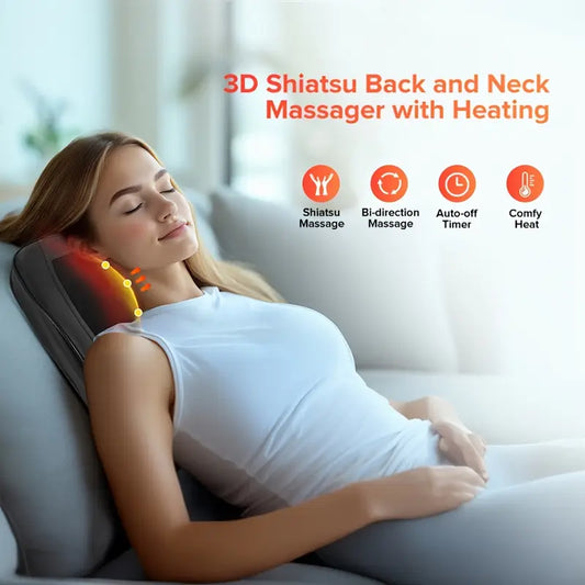 Compresor de calor + masajeador de espalda 3D, se adapta al cuello, hombros, espalda, piernas, curvas
