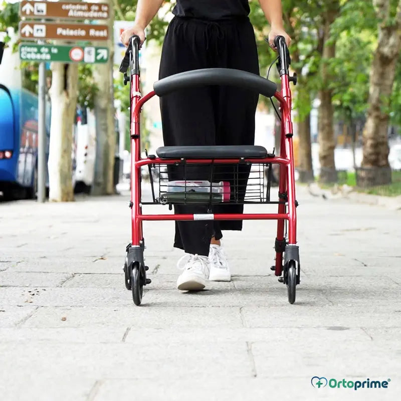 Andador para Adultos 4 ruedas con asiento y cesta
