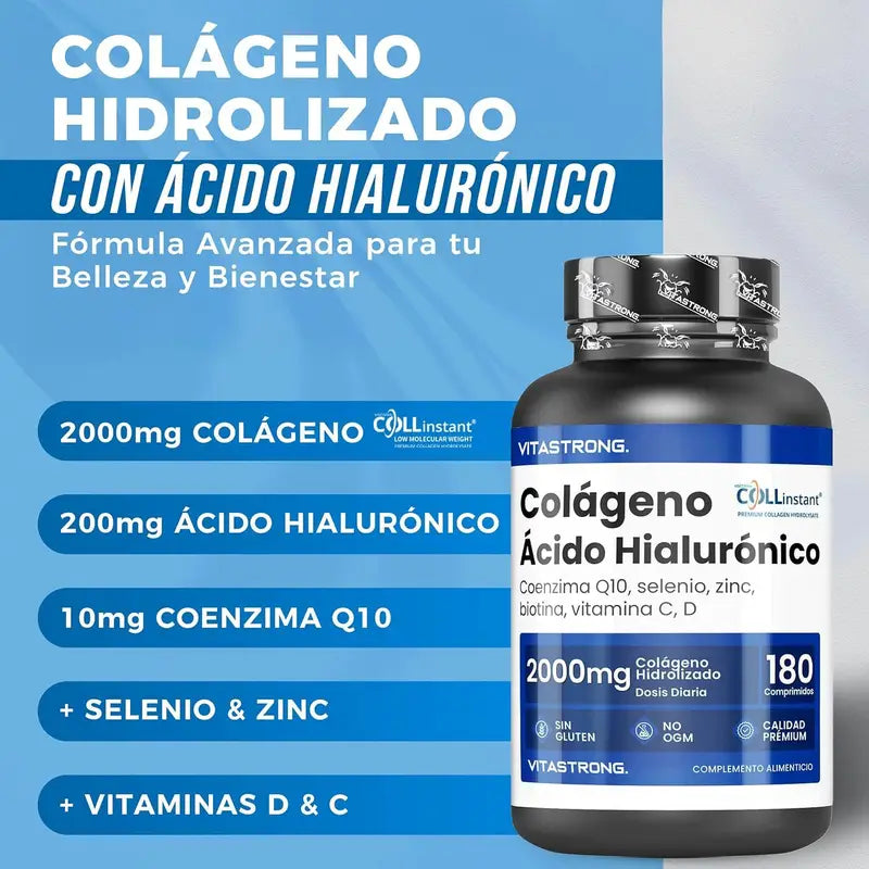 Colágeno y Ácido Hialurónico 180 Comprimidos