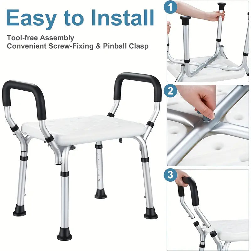 Taburete De Ducha Ajustable En Altura Antideslizante